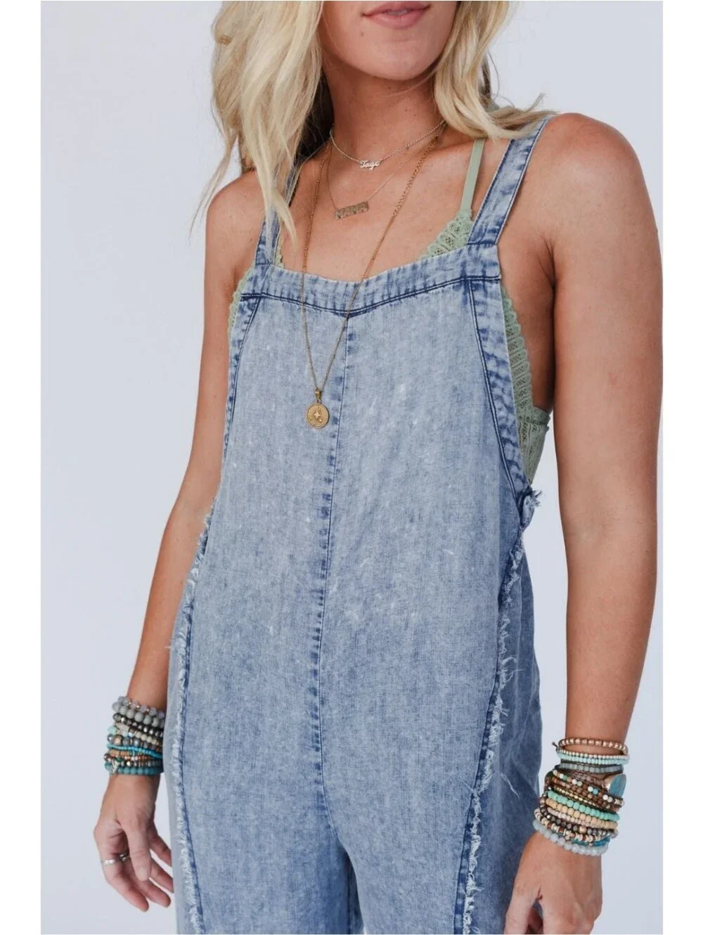 Ee:some × Three Bird Nest Harley Washed Denim Jumpsuit Nwt - Picture 4 of 10